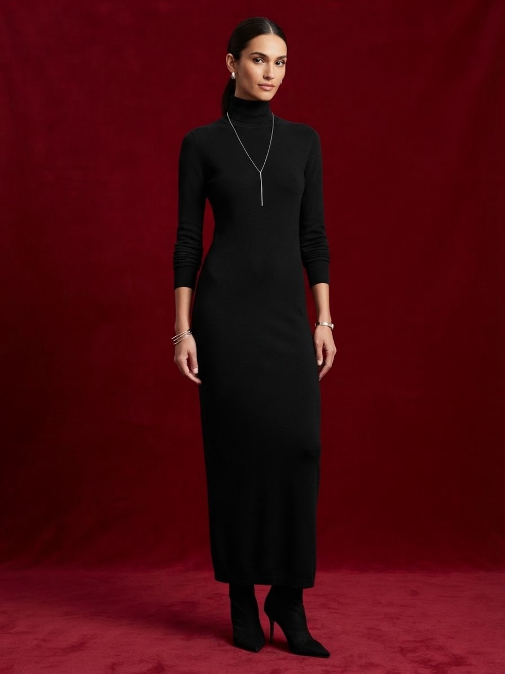 H&M Black Turtleneck Maxi Dress